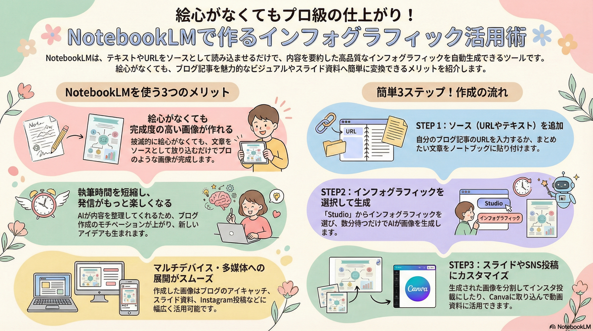 画像生成＆スライド作成で大活躍！
notebooklmの使い方