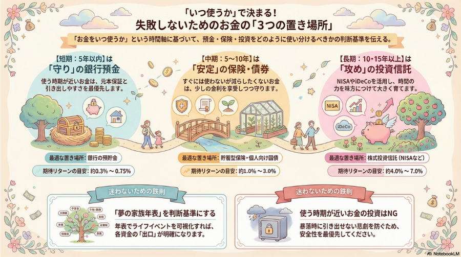 【特別コラム】「いつ使うか」で正解がわかる！ お金の3つの置き場所と時間軸のルール