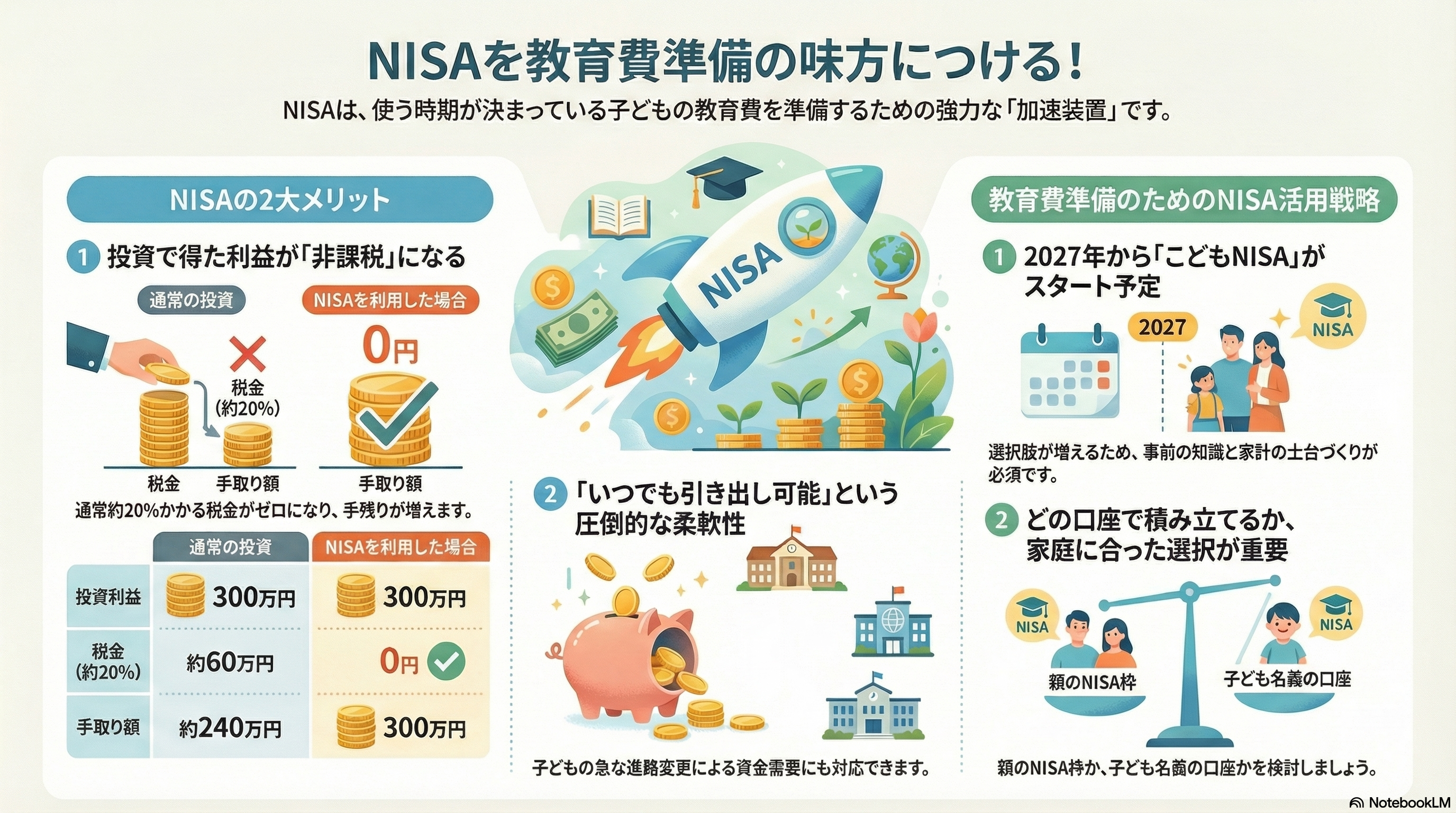 【始め方編】第1回：NISA制度の「メリット」を正しく知り、【こどもNISA】を教育費作りの味方にする！