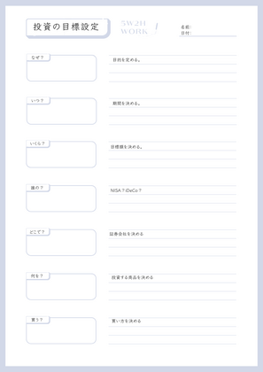 NISAの不安は「5W2H」で解消！
自分軸がピタッと決まる【投資の目標設定ワーク】のススメ